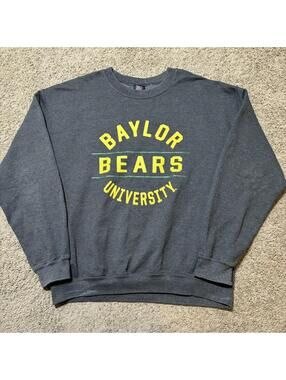 Vintage 90s University Of Baylor Bears Grey Crewneck Sweatshirt MV Sport Mens L
